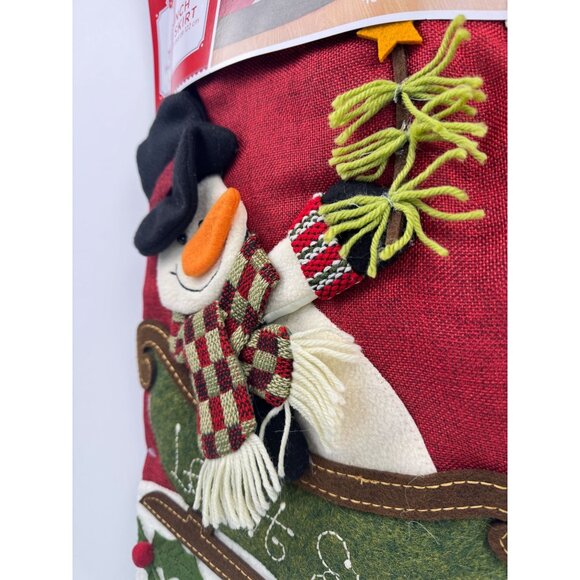 Holiday Time 48-Inch Tree Skirt Snowman Red Green Let It Snow Appliqué Christmas - Picture 6 of 10